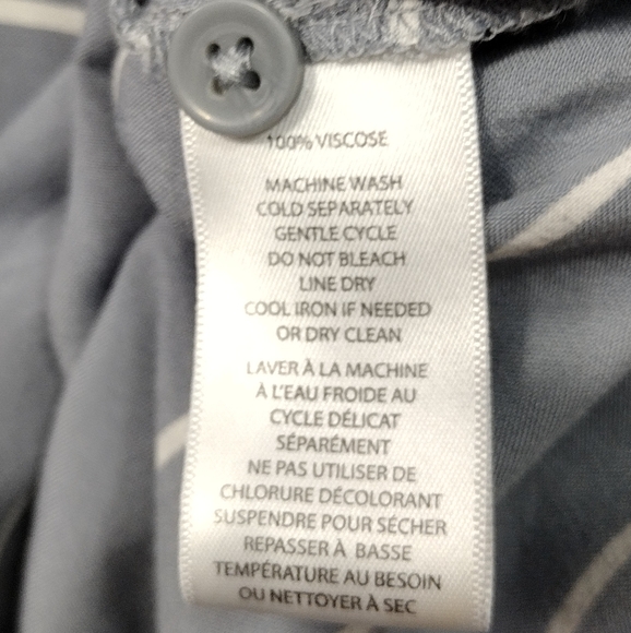 BeachLunchLounge Stripped Button Shirt Womens L Gray Boho Retro 90s Y2K Casual - Picture 8 of 8